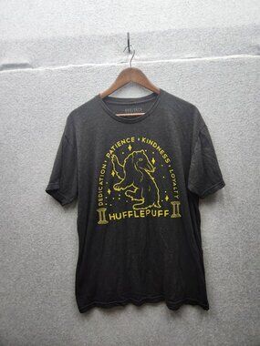 Harry Potter Hufflepuff BoxLunch Graphic T-Shirt XL Black & Yellow Cotton Blend‎